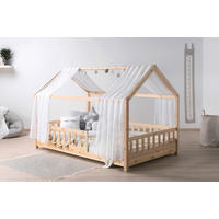 HAUSBETT 100/200 cm,  in Naturfarben, Weiß  - Naturfarben/Weiß, MODERN, Holz/Textil (100/200cm) - MID.YOU