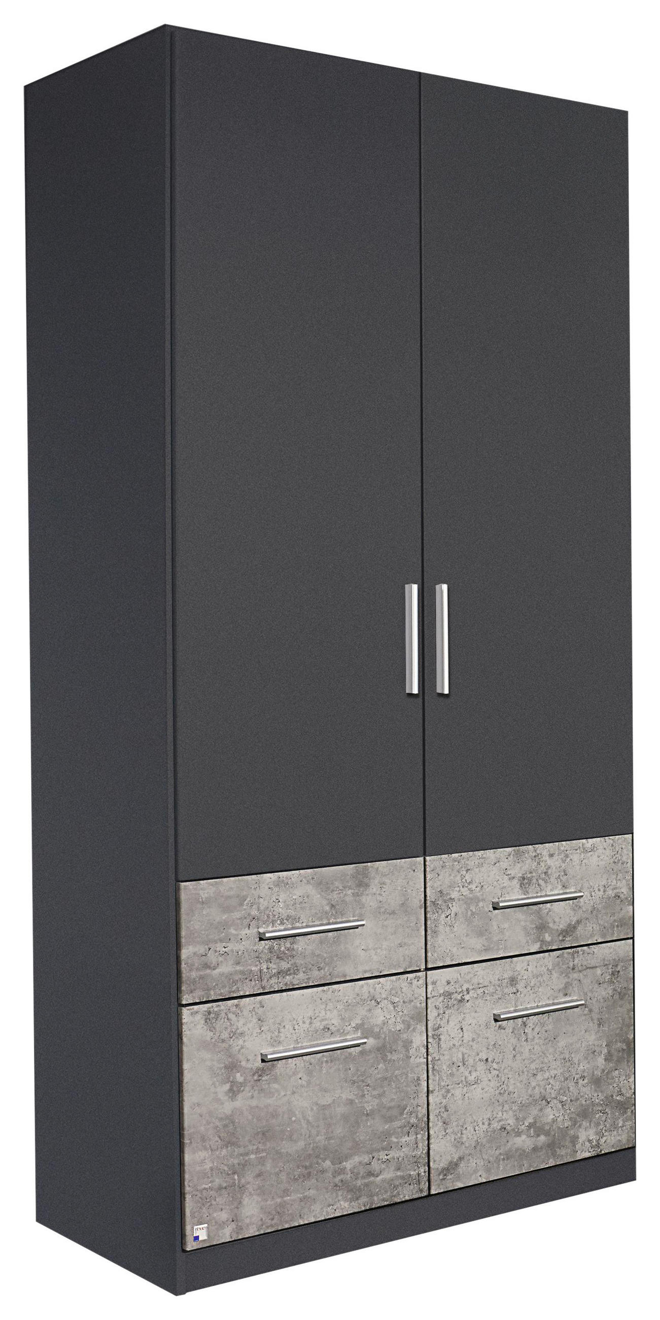 DREHTÜRENSCHRANK 2-türig Grau, Hellgrau  - Hellgrau/Alufarben, Basics, Holzwerkstoff/Kunststoff (91/197/54cm) - Xora