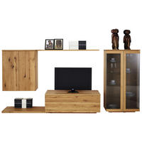 WOHNWAND  in Eichefarben  340/151,5/48,4 cm  - Eichefarben, Design, Glas/Holz (340/151,5/48,4cm) - Team 7