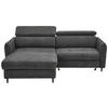 ECKSOFA inkl. Funktionen Graphitfarben Struktur  - Schwarz/Graphitfarben, Design, Holz/Textil (185/232cm) - Stylife