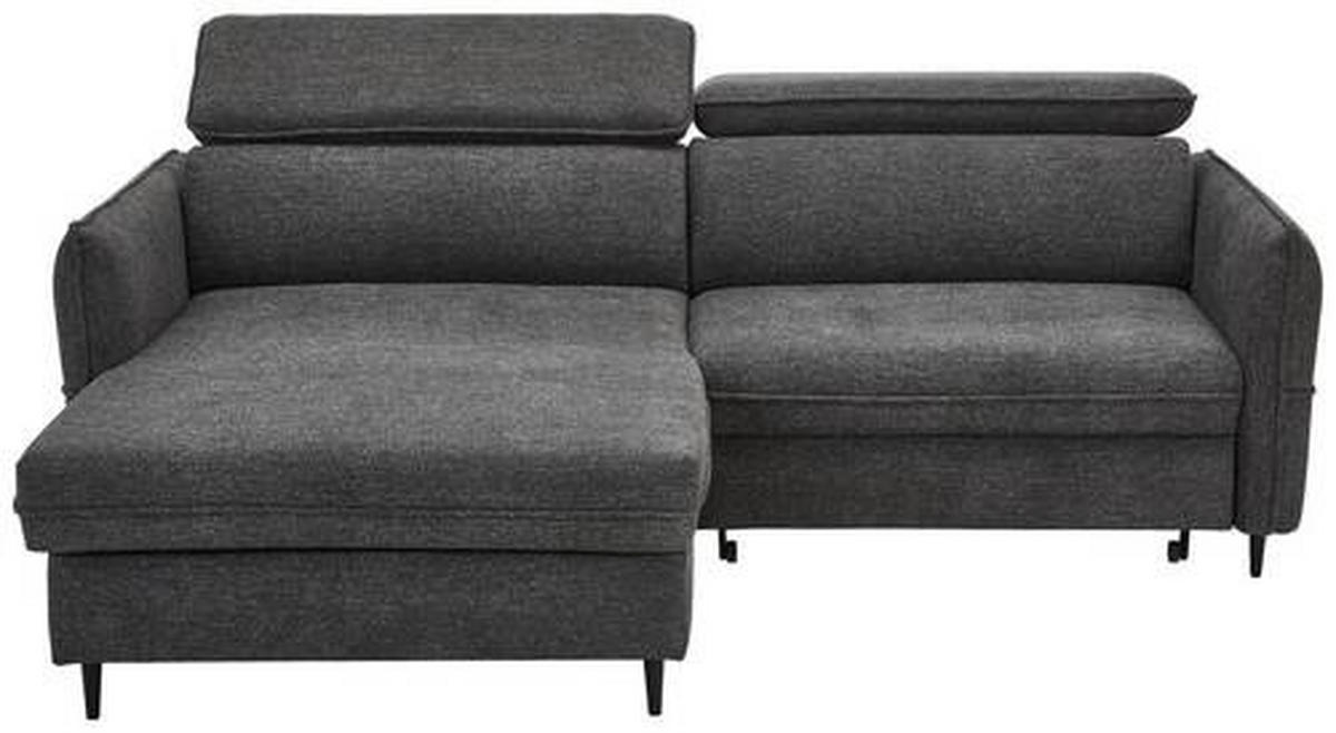 ECKSOFA inkl. Funktionen Graphitfarben Struktur  - Schwarz/Graphitfarben, Design, Holz/Textil (185/232cm) - Stylife
