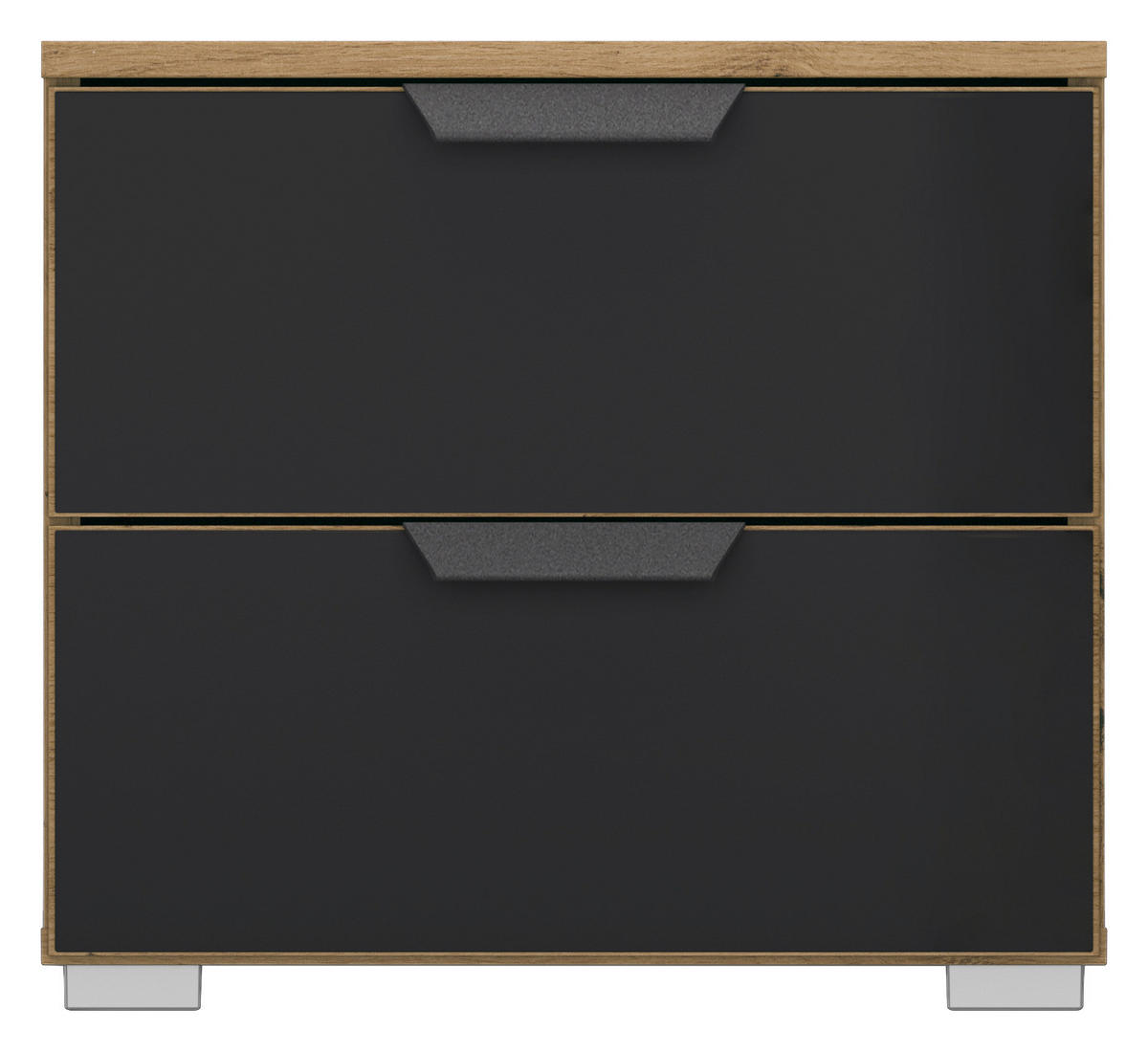 NACHTSCHRANK 40/42/42 cm  - Anthrazit/Alufarben, MODERN, Glas/Holzwerkstoff (40/42/42cm) - Rauch Möbel