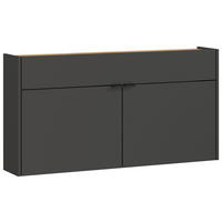 SCHUHSCHRANK GW-Ameca  in 110/57/22 cm  - Eichefarben/Schwarz, Design, Holzwerkstoff/Metall (110/57/22cm)