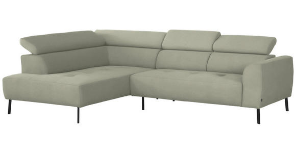 ECKSOFA in Chenille Creme  205/280 cm  - Creme/Schwarz, Design, Textil/Metall (205/280cm) - Xora