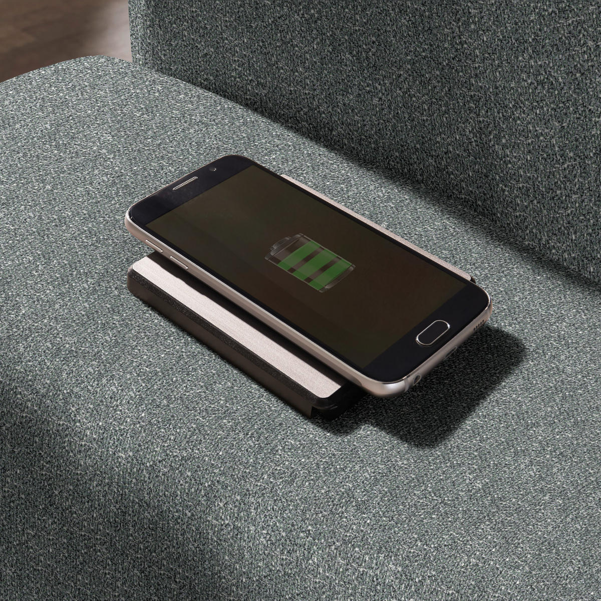 ECKSOFA  in Mikrovelours Grasgrün  205/288 cm  - Alufarben/Naturfarben, Design, Textil (205/288cm) - Sedda