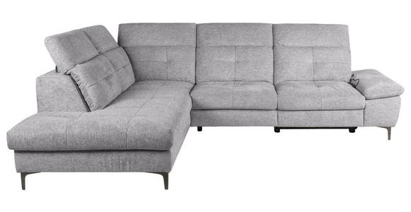ECKSOFA Greige Webstoff Rücken echt, Relaxfunktion  - Greige/Schwarz, KONVENTIONELL, Textil/Metall (225/288cm) - Carryhome