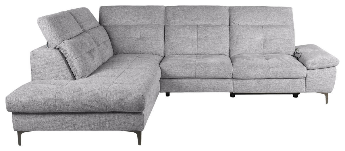 ECKSOFA Greige Webstoff  - Greige/Schwarz, KONVENTIONELL, Textil/Metall (225/288cm) - Carryhome