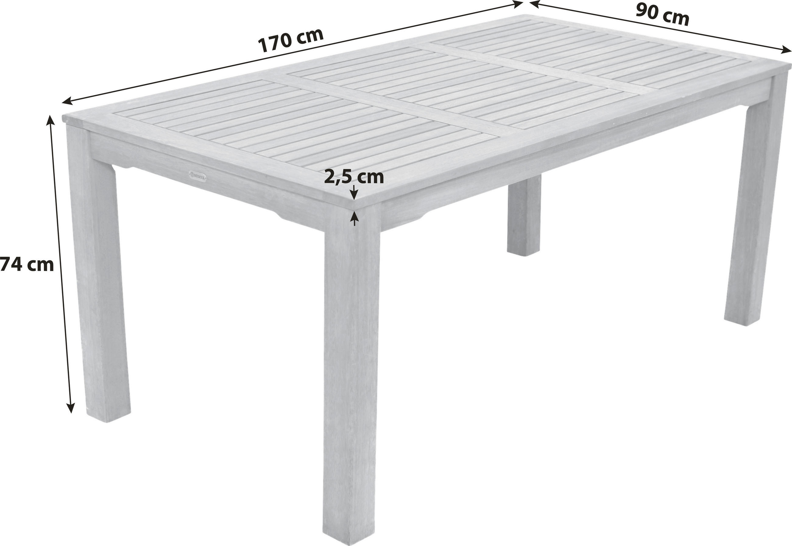 GARTENTISCH 170/90/74 cm Holz rechteckig  - Braun, KONVENTIONELL, Holz (170/90/74cm) - Gardenson