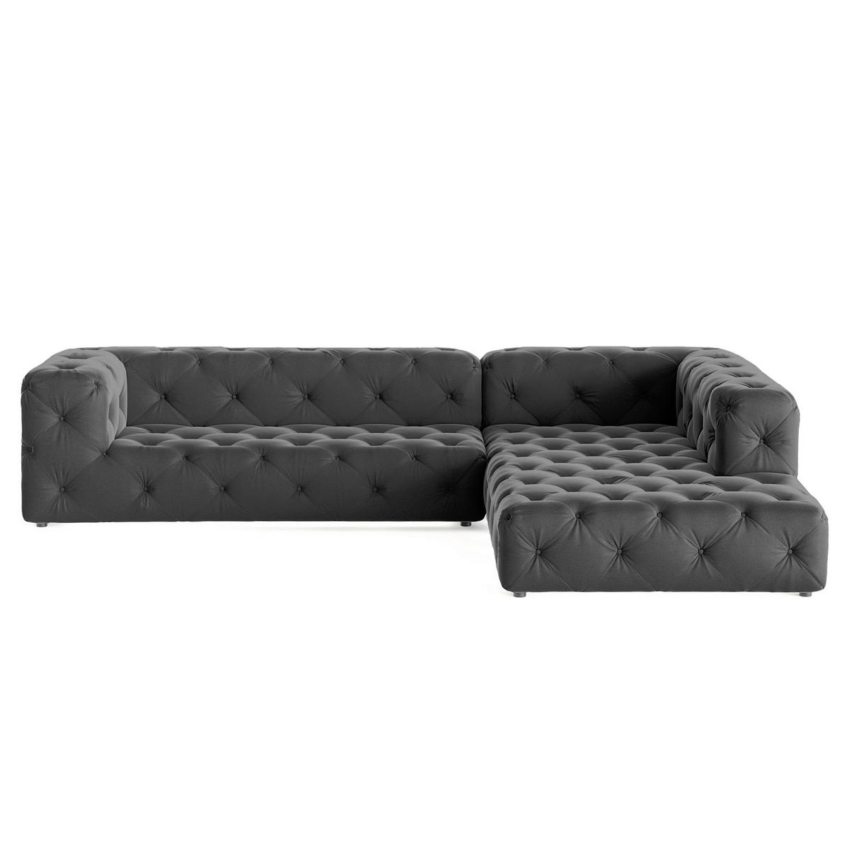 ECKSOFA Fresco in Samt Schwarz  325/228 cm  - Schwarz, Design, Kunststoff/Textil (325/228cm) - P & B