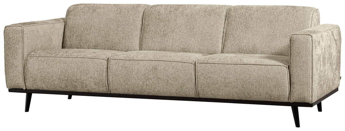 3-SITZER-SOFA Statement Samt Naturfarben  - Schwarz/Naturfarben, Design, Holz/Textil (230/77/93cm) - Livetastic