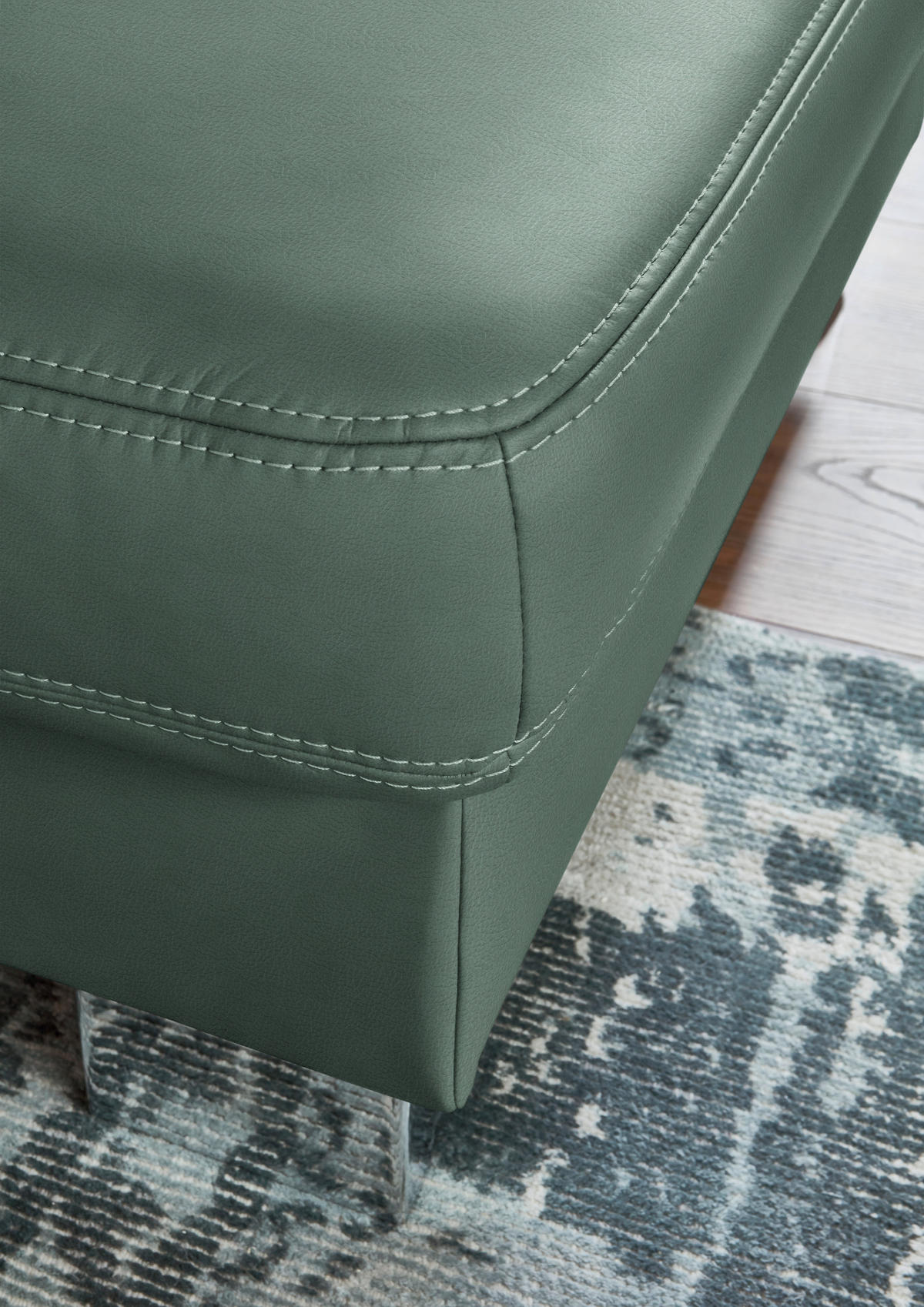 ECKSOFA  in Echtleder Opal  248/235 cm  - Opal/Alufarben, Design, Leder/Metall (248/235cm) - Beldomo Premium