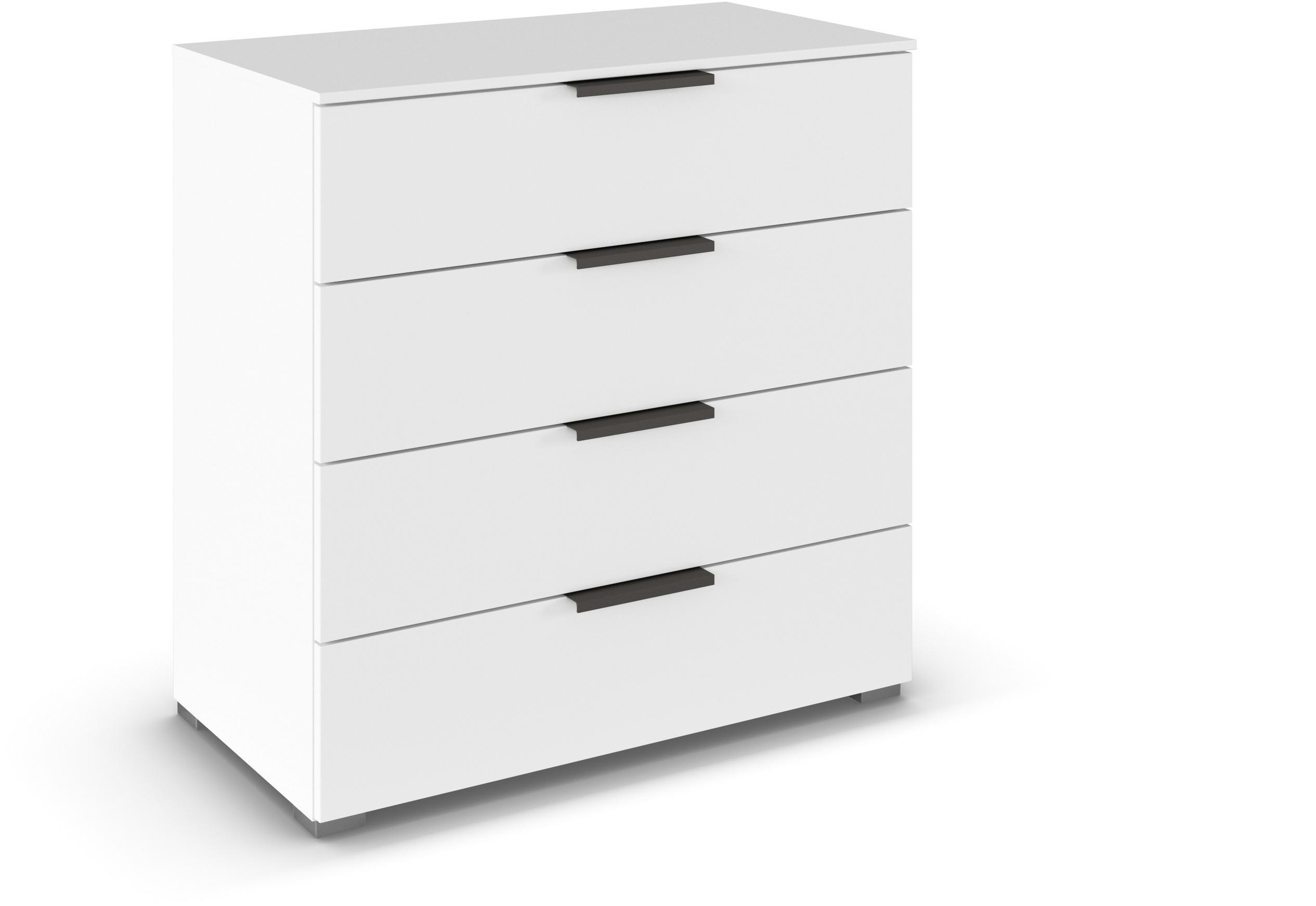 KOMMODE 80/81/42 cm  in Weiss  - Weiss/Graphitfarben, Trend, Holzwerkstoff/Metall (80/81/42cm) - Novel