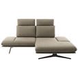 ECKSOFA  in Flachgewebe Hellbraun Rücken echt, Armteilverstellung, Relaxfunktion  234/155 cm  - Hellbraun/Schwarz, Design, Textil/Metall (234/155cm) - Dieter Knoll