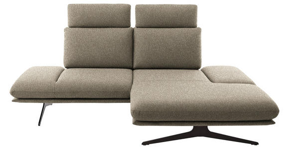 ECKSOFA  in Flachgewebe Hellbraun Rücken echt, Armteilverstellung, Relaxfunktion  234/155 cm  - Hellbraun/Schwarz, Design, Textil/Metall (234/155cm) - Dieter Knoll