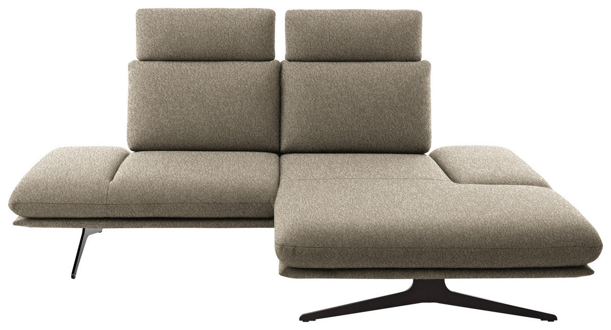 ECKSOFA Flachgewebe Hellbraun  - Hellbraun/Schwarz, Design, Textil/Metall (234/155cm) - Dieter Knoll