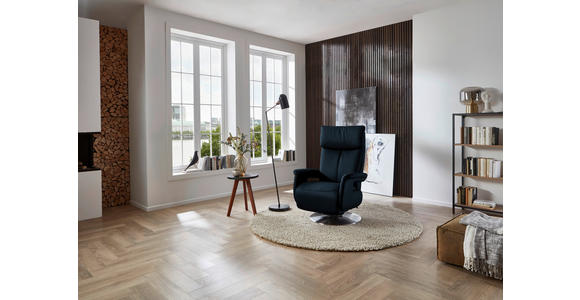 RELAXSESSEL in Leder Dunkelblau - Edelstahlfarben/Dunkelblau, Design, Leder/Metall (78/112/85cm) - Cantus