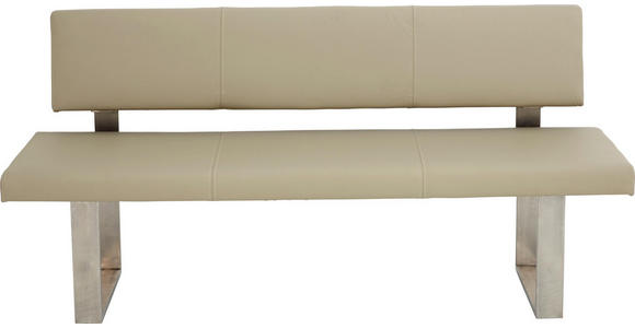 SITZBANK in Edelstahlfarben, Sandfarben - Sandfarben/Edelstahlfarben, Design, Leder/Metall (180cm) - Valnatura