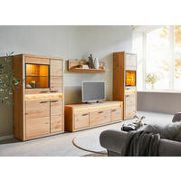 WOHNWAND  in Eichefarben  359/198/49 cm  - Eichefarben/Schwarz, KONVENTIONELL, Glas/Holz (359/198/49cm) - Cantus