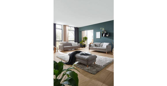 2-SITZER-SOFA Webstoff Greige  - Eiche Bianco/Greige, Design, Holz/Textil (192-220/85-106/112cm) - Dieter Knoll