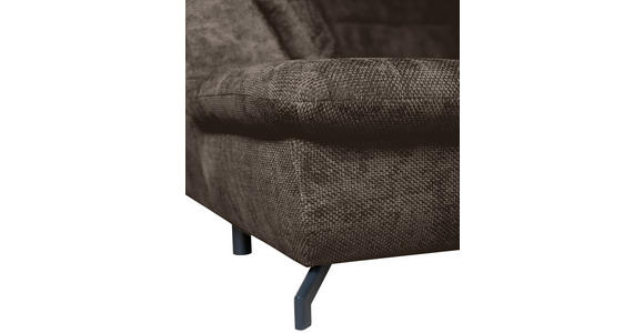 WOHNLANDSCHAFT in Struktur Mokka  - Schwarz/Mokka, KONVENTIONELL, Textil/Metall (253/357/188cm) - Carryhome