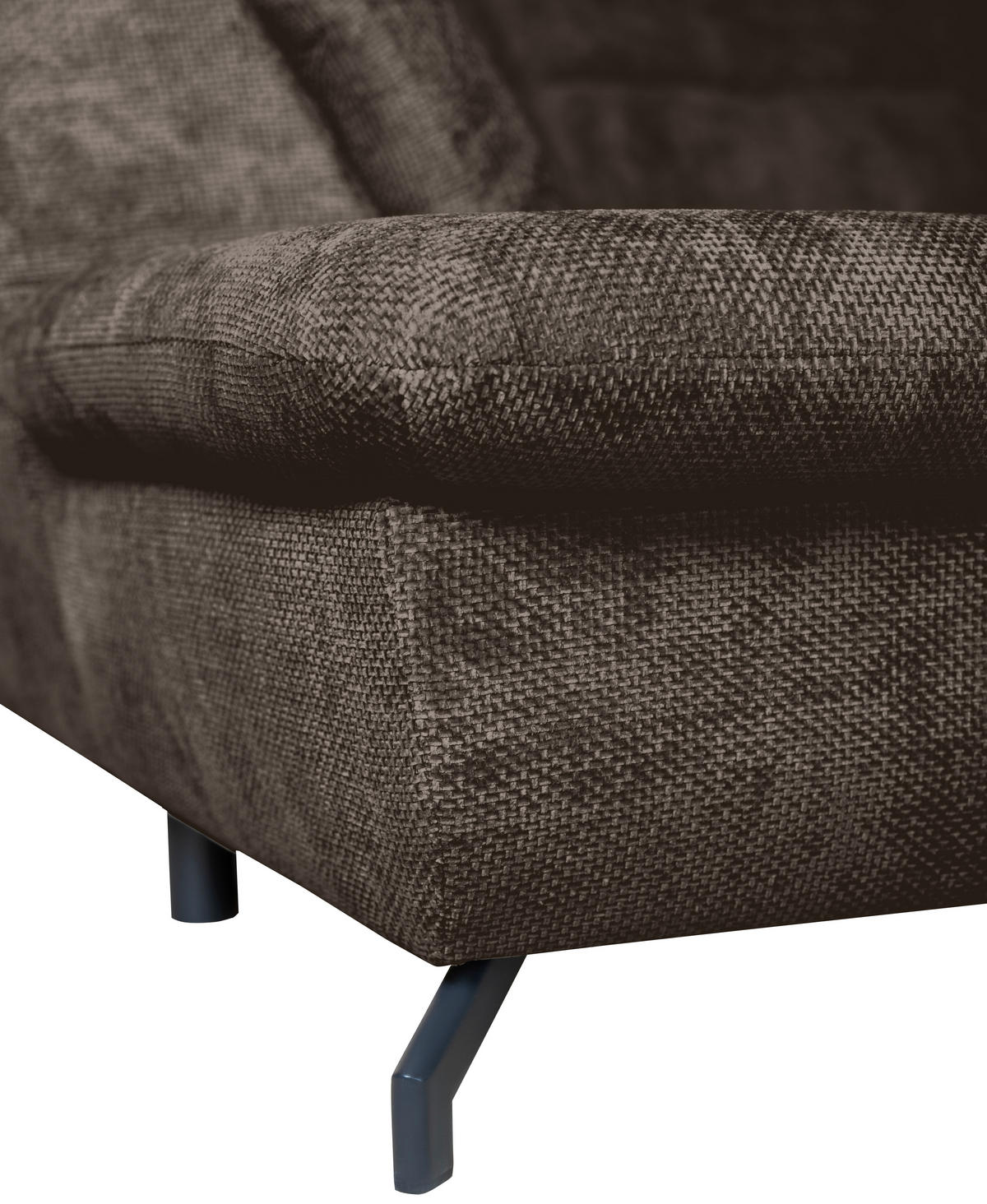 WOHNLANDSCHAFT in Struktur Mokka  - Schwarz/Mokka, KONVENTIONELL, Textil/Metall (253/357/188cm) - Carryhome