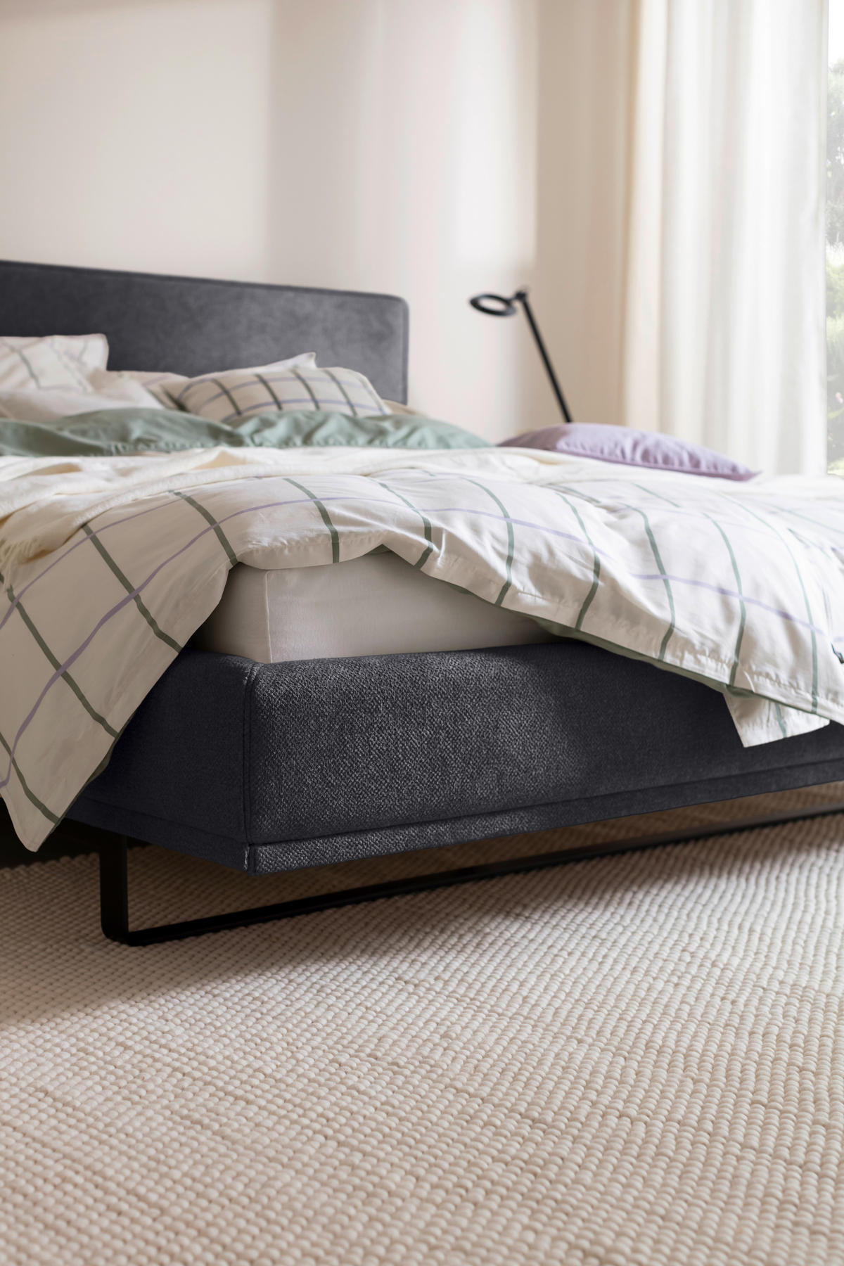 POLSTERBETT Matratze, Lattenrost Anthrazit 180/200 cm  - Birkefarben/Anthrazit, Design, Holz/Textil (180/200cm) - Schöner Wohnen
