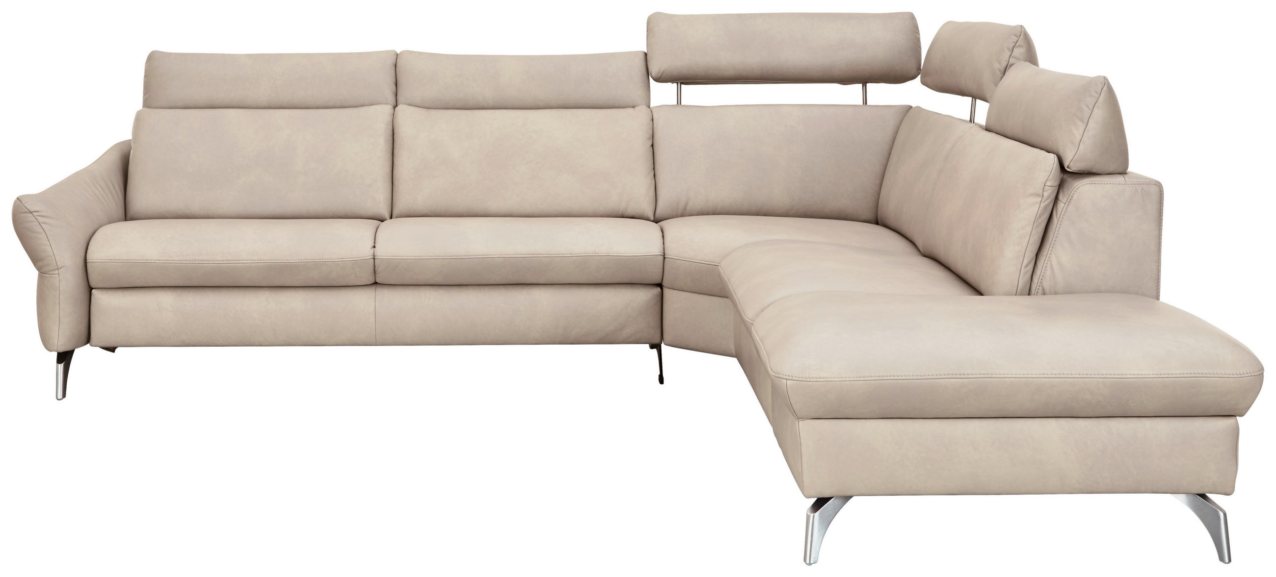 ECKSOFA in Echtleder Creme  - Edelstahlfarben/Creme, Konventionell, Leder/Metall (292/243cm) - Himolla Komfortklass