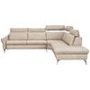ECKSOFA in Echtleder Creme  - Edelstahlfarben/Creme, Konventionell, Leder/Metall (292/243cm) - Himolla Komfortklass