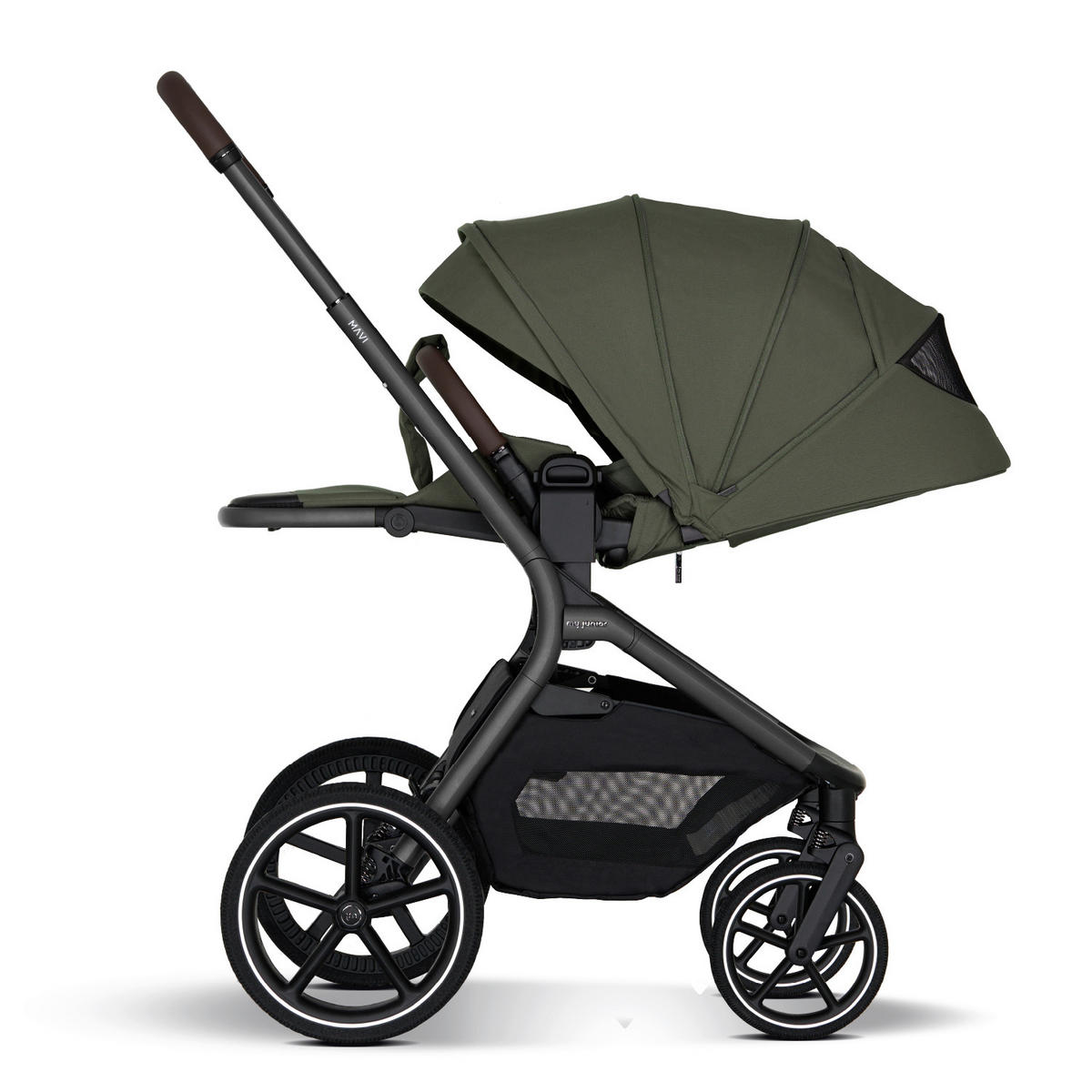 KINDERWAGENSET MAVI 3in1 Premium  - Anthrazit/Olivgrün, Basics, Textil/Metall (92/55/110,5cm) - My Junior