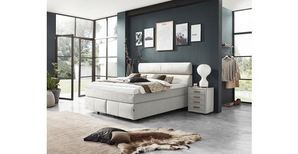 BOXSPRINGBETT 180/200 cm in Weiß, Eichefarben - Eichefarben/Schwarz, KONVENTIONELL, Holz/Kunststoff (180/200cm) - Dieter Knoll