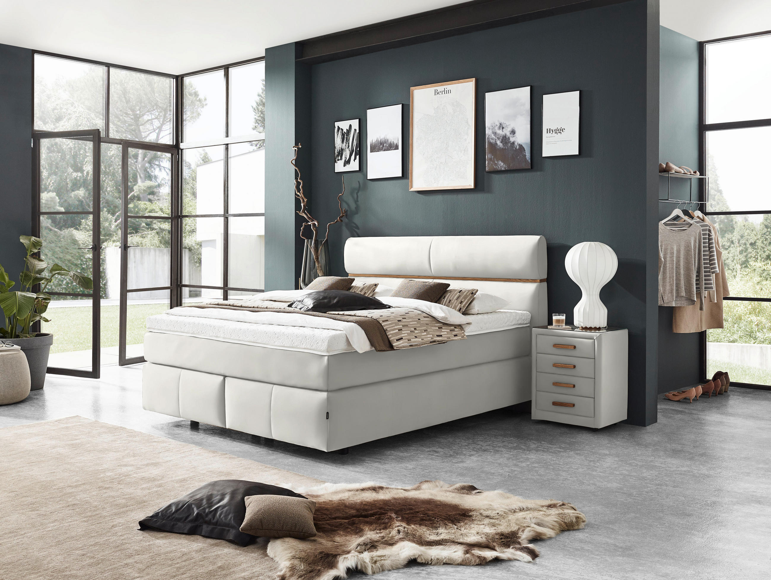 BOXSPRINGBETT 180/200 cm  in Weiss, Eichefarben  - Weiss/Eichefarben, Konventionell, Holz/Kunststoff (180/200cm) - Dieter Knoll