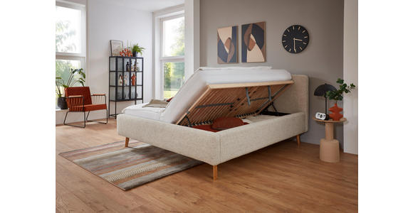 POLSTERBETT 160/200 cm  in Beige  - Eichefarben/Birkefarben, Design, Holz/Textil (160/200cm) - Xora