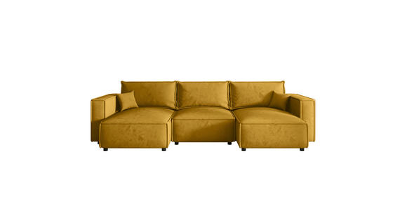 WOHNLANDSCHAFT Senfgelb Webstoff  - Senfgelb/Schwarz, MODERN, Kunststoff/Textil (350/153/68cm) - Xora