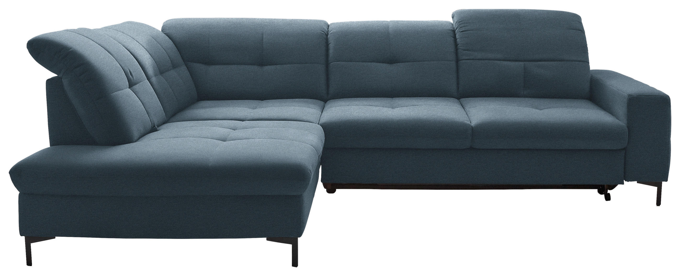 ECKSOFA in Chenille Blau  - Blau/Schwarz, Design, Textil/Metall (240/308cm) - Xora