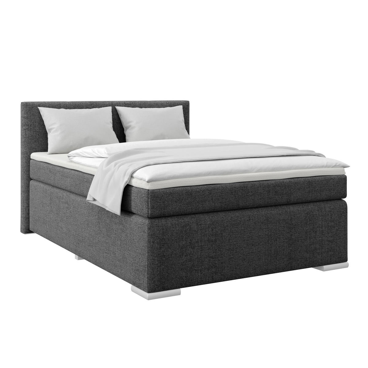 BOXSPRINGBETT 120/200 cm  in Graphitfarben  - Alufarben/Graphitfarben, Basics, Kunststoff/Textil (120/200cm) - Boxxx
