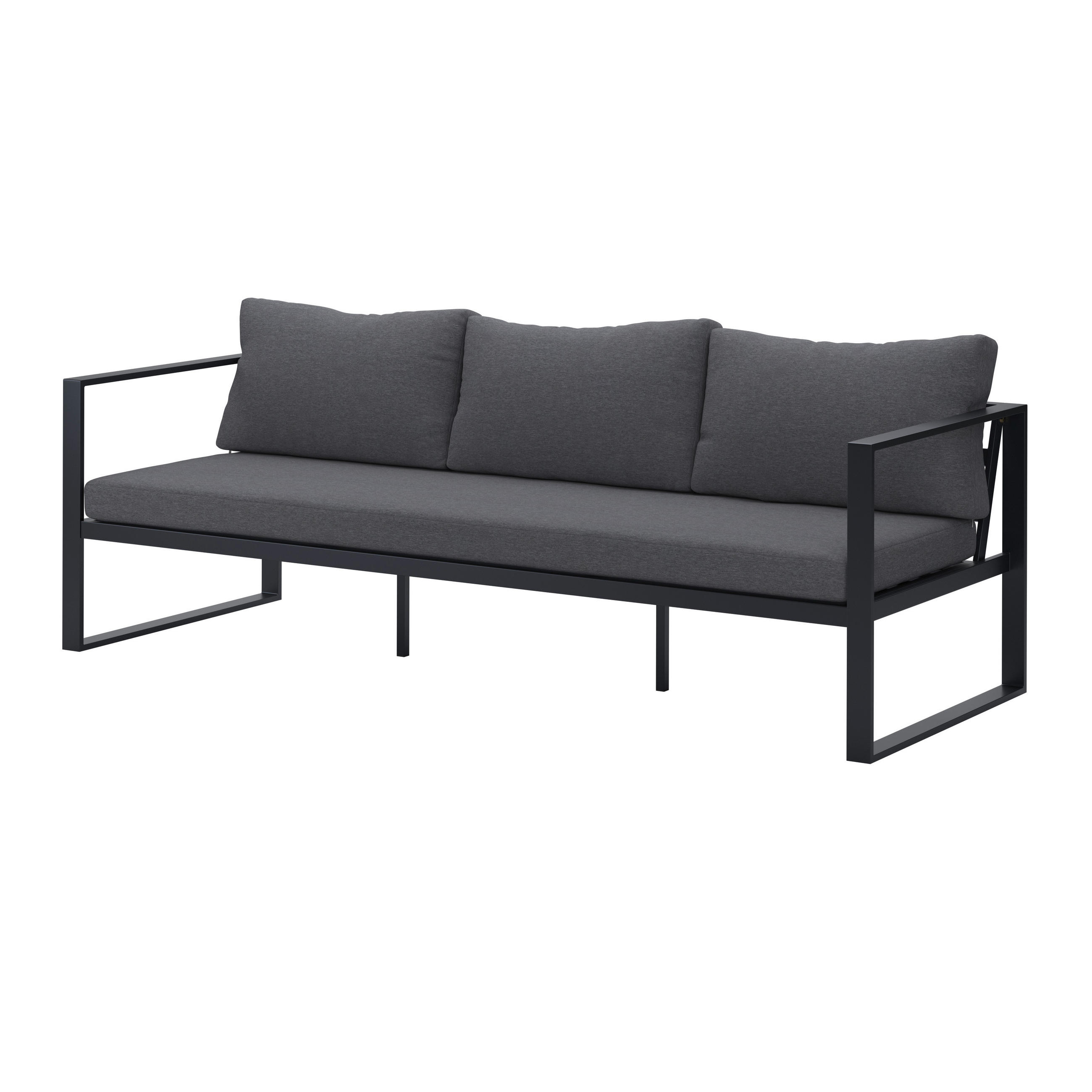 3-SITZER-SOFA Webstoff Anthrazit  - Anthrazit, MODERN, Textil/Metall (198/63/76cm) - Ambia Garden