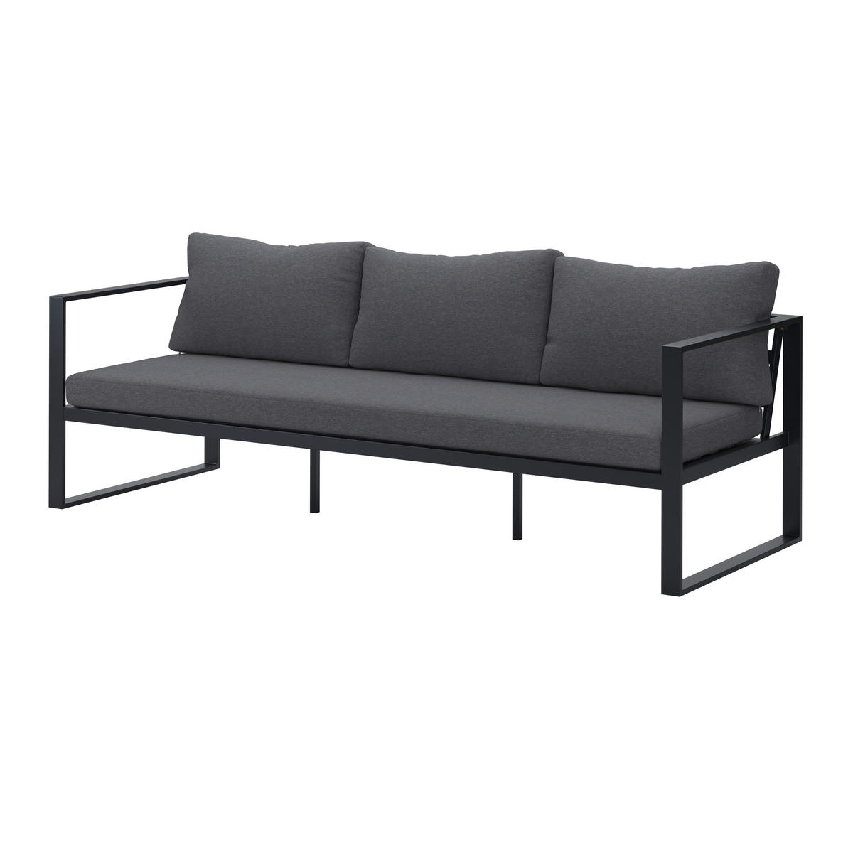3-SITZER-SOFA Webstoff Anthrazit  - Anthrazit, MODERN, Textil/Metall (198/63/76cm) - Ambia Garden