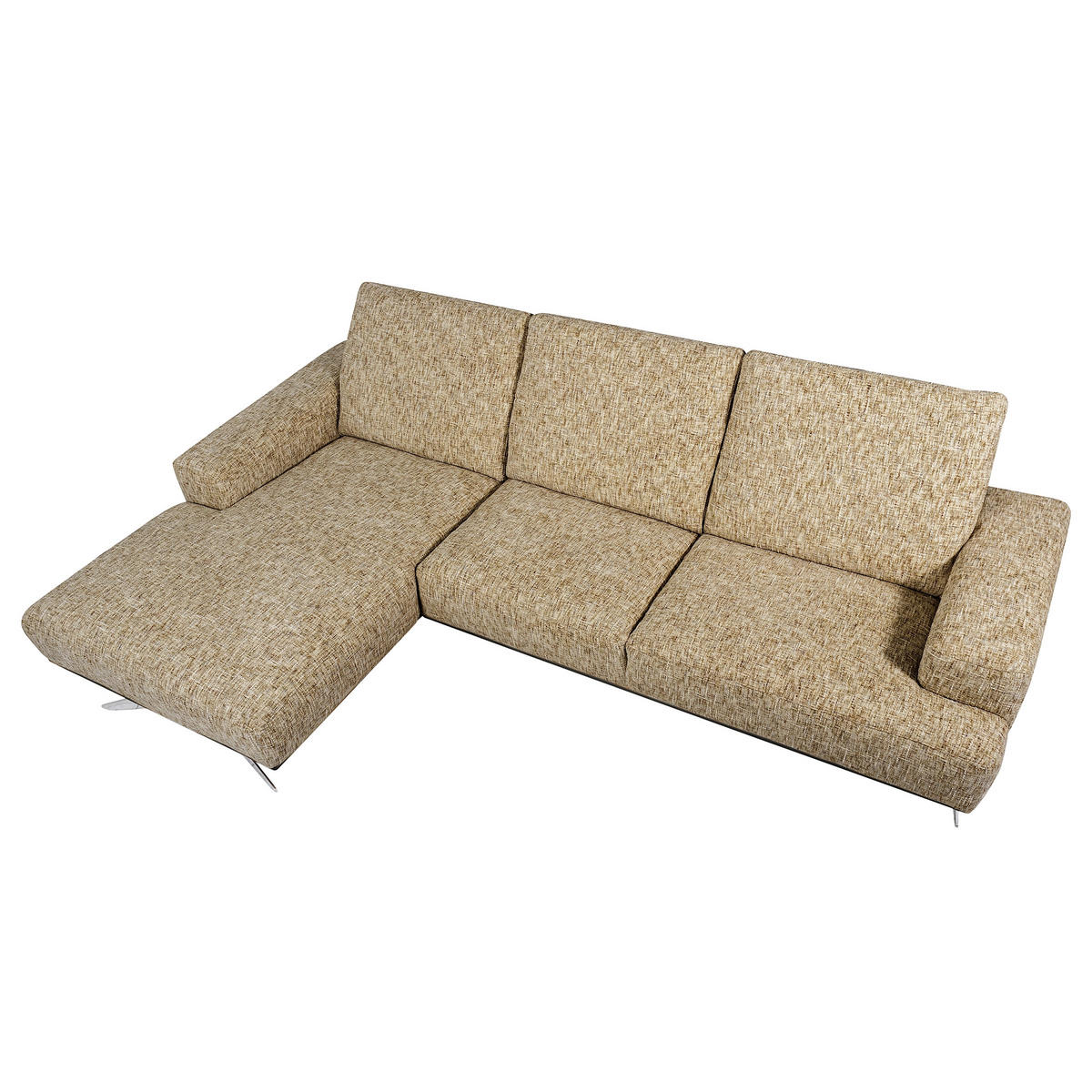 ECKSOFA Struktur Hellbraun  - Chromfarben/Hellbraun, Design, Holz/Textil (187/295cm) - Livetastic