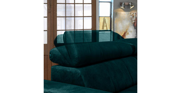 ECKSOFA Petrol Velours - Petrol/Schwarz, Design, Textil/Metall (267/181cm) - Carryhome