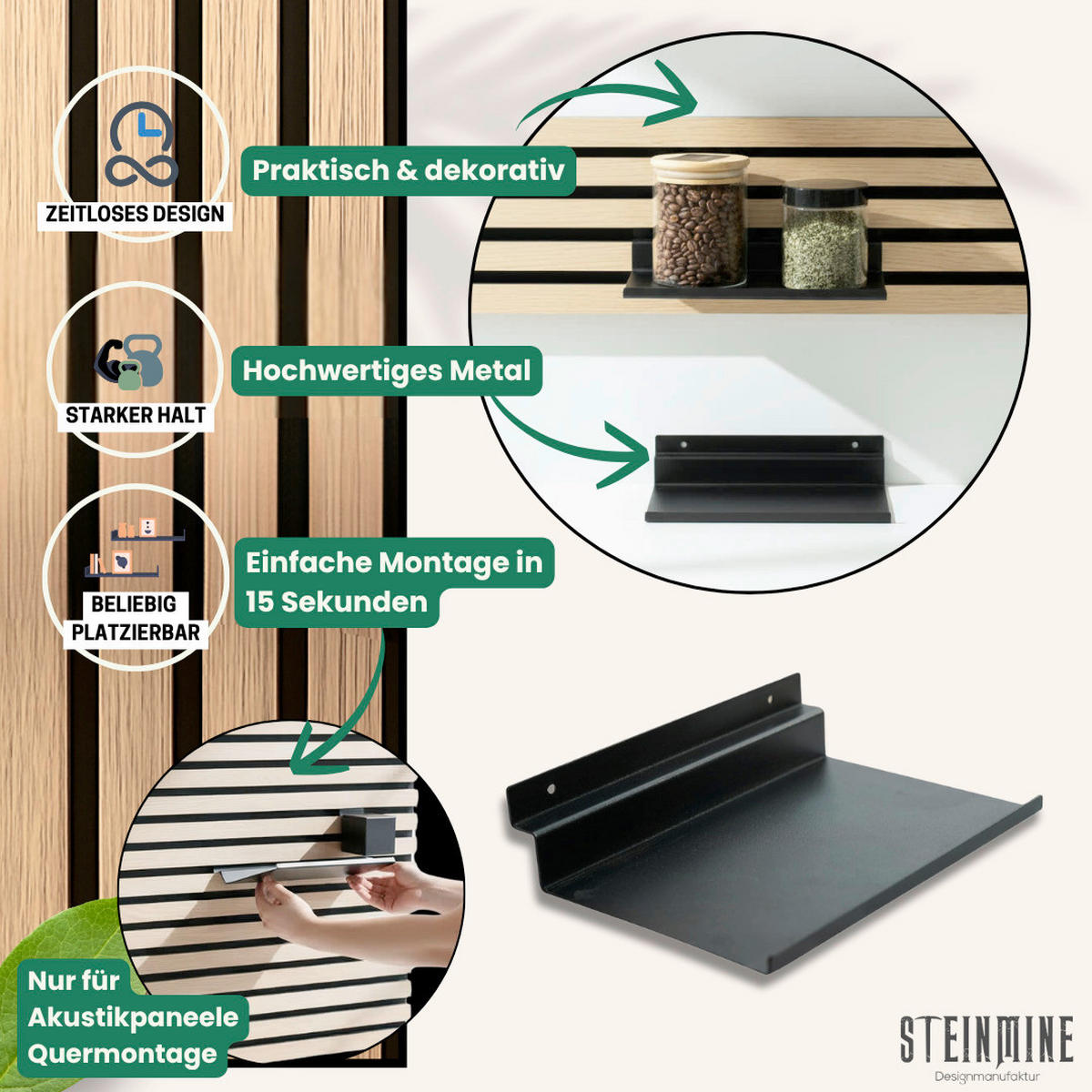 AKUSTIKPANEEL  - Schwarz, Basics, Metall (20/13,5/1,6cm)
