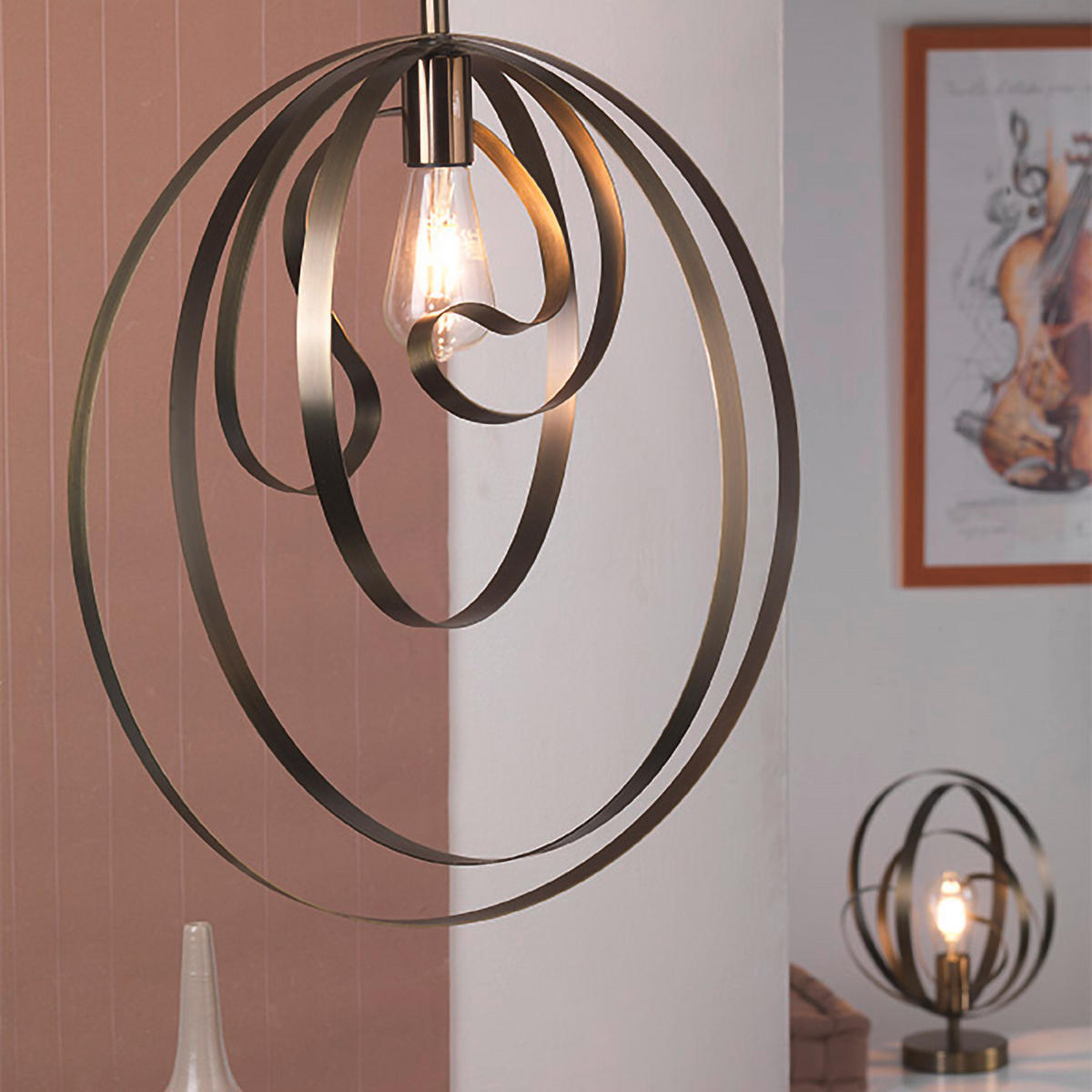 HÄNGELEUCHTE 50/110 cm   - Bronzefarben, Design, Metall (50/110cm)