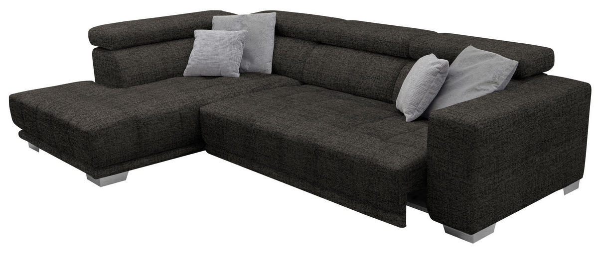 ECKSOFA in Chenille Braun  - Chromfarben/Braun, Design, Textil (207/301cm) - Xora