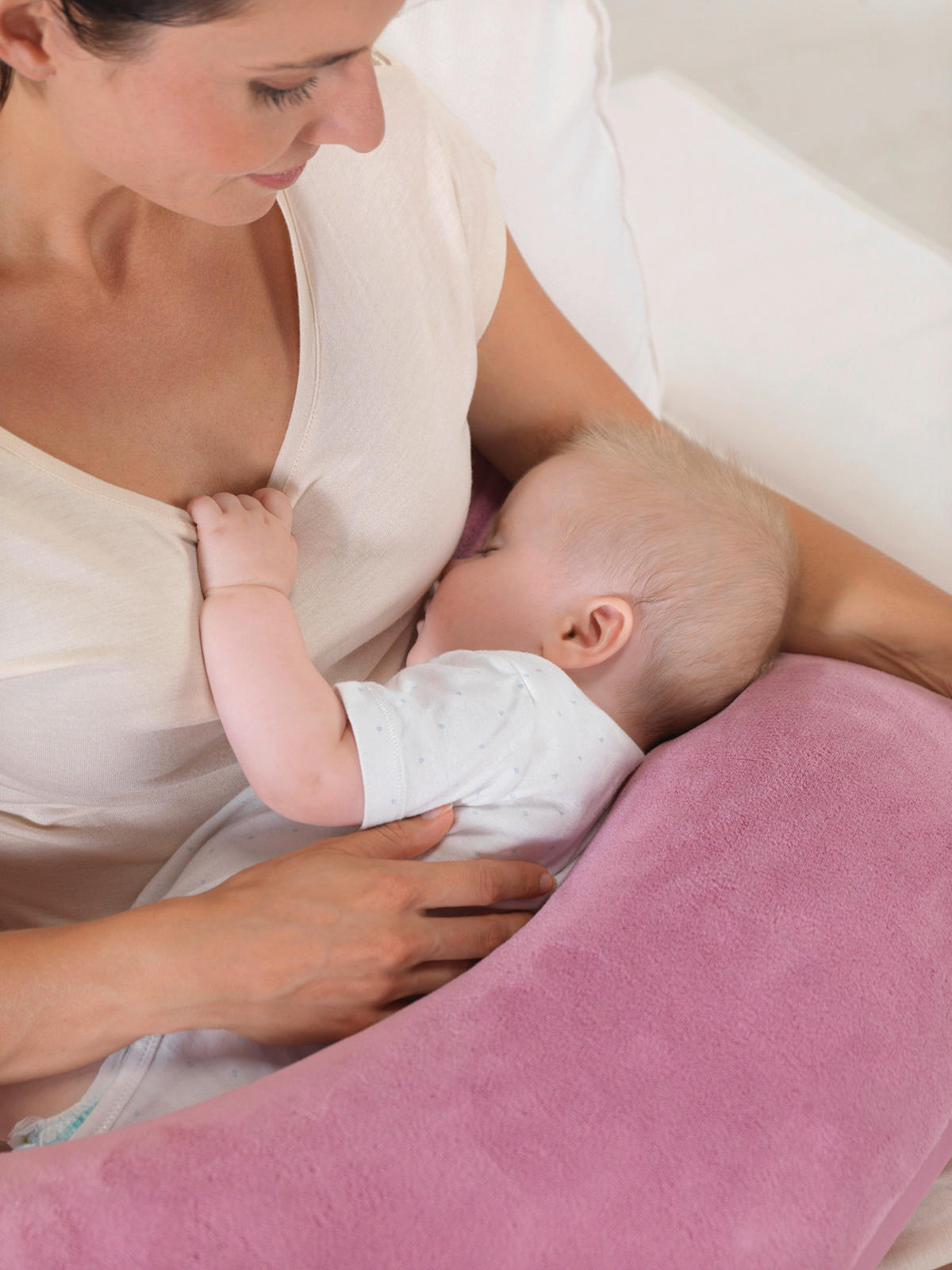 STILLKISSEN Plüschmond  27/140 cm  - Creme, KONVENTIONELL, Textil (27/140cm) - Theraline