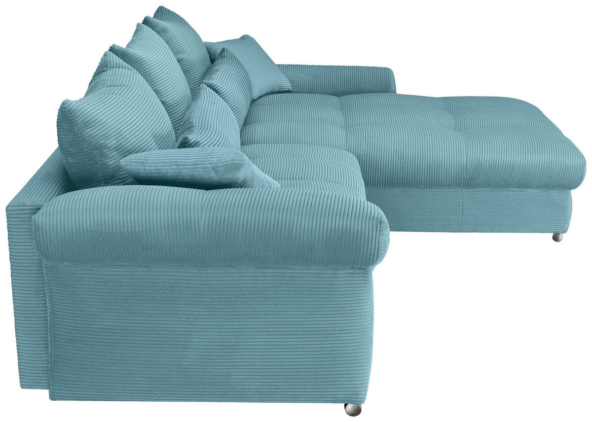 ECKSOFA Türkis Cord  - Türkis/Chromfarben, KONVENTIONELL, Textil/Metall (335/225cm) - Carryhome