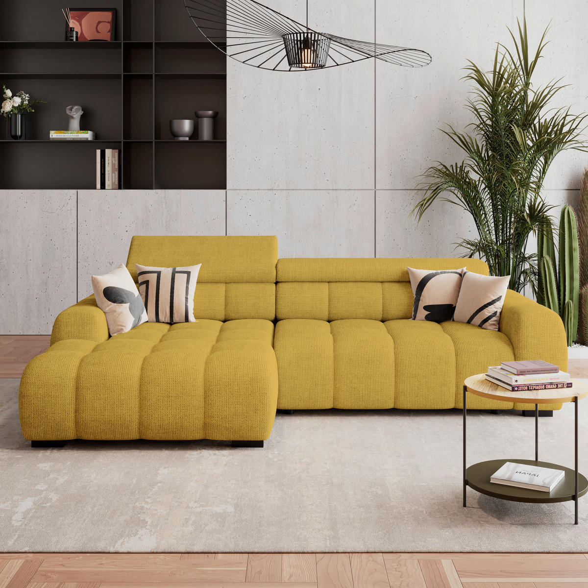 ECKSOFA Senfgelb Webstoff  - Senfgelb/Schwarz, Trend, Kunststoff/Textil (168/285cm) - Livetastic