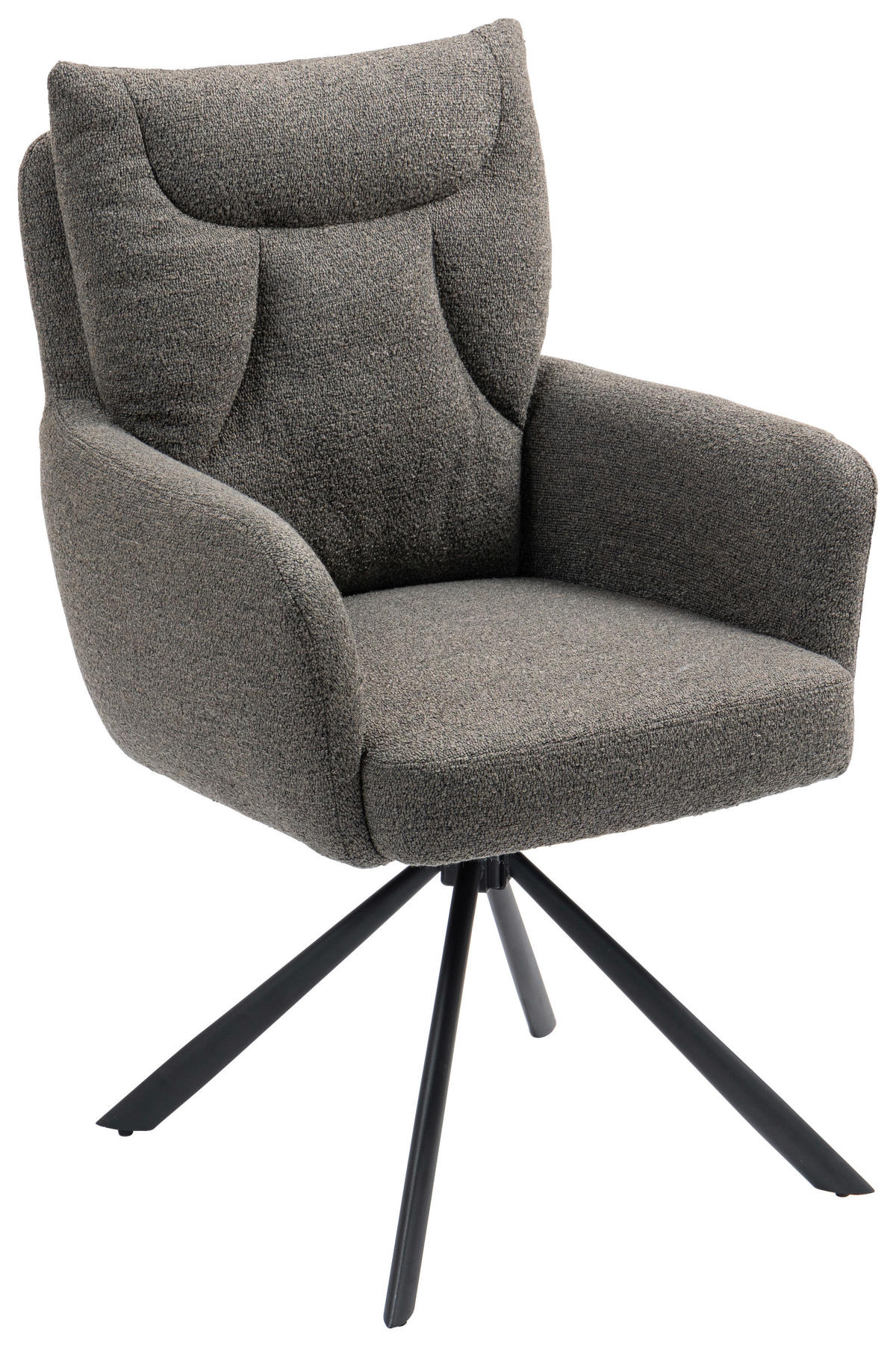 ARMLEHNSTUHL  in Eisen  - Schwarz/Braun, KONVENTIONELL, Textil/Metall (60/92/67cm) - MID.YOU