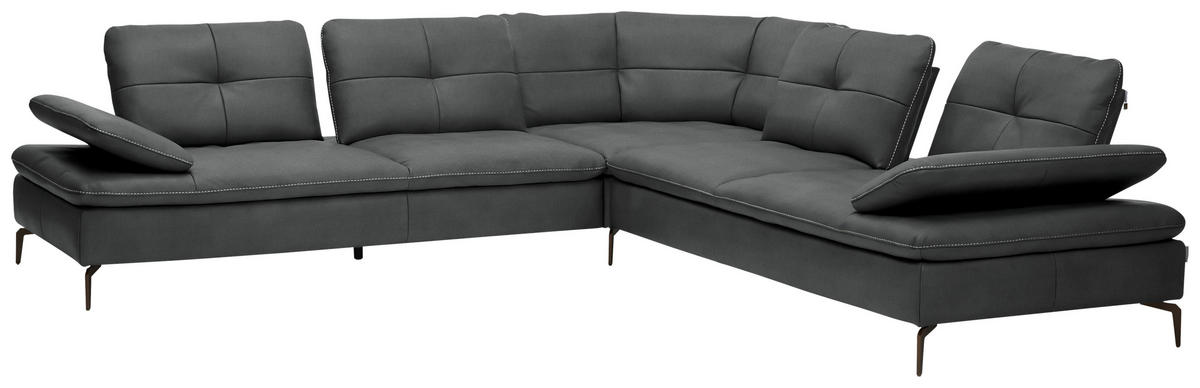 SAROKKANAPÉ bőr antracit  - bronz/antracit, Design, bőr/fém (298/298cm) - Chilliano