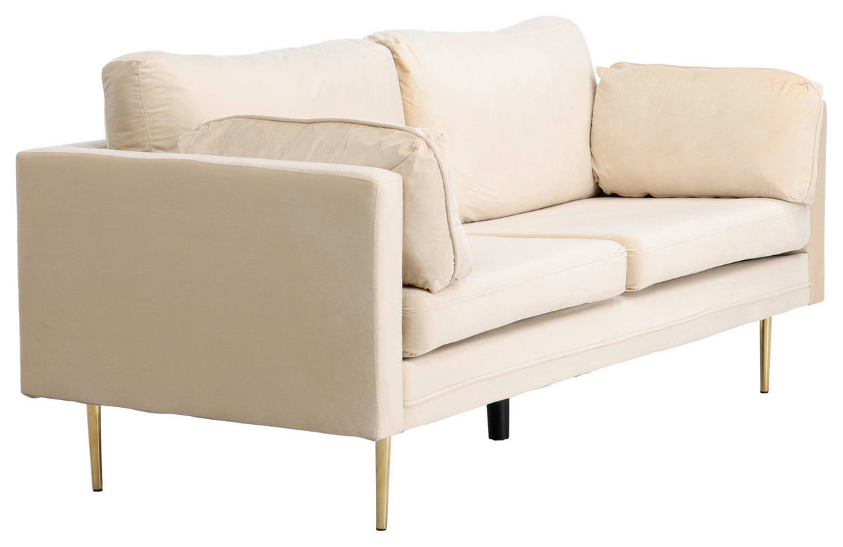 2-SITS SOFFA i metall, textil guldfärgad, beige  - beige/guldfärgad, Design, metall/textil (203/84/90cm) - Livetastic