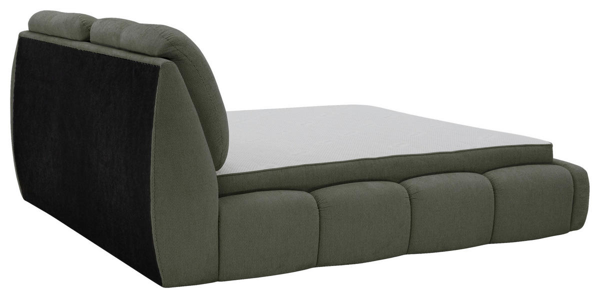 POLSTERBETT 180/200 cm,  in Olivgrün, gepolstertes Kopfteil, Lattenrost, Bettkasten,  - Schwarz/Olivgrün, Design, Holz/Kunststoff (180/200cm) - Chameo
