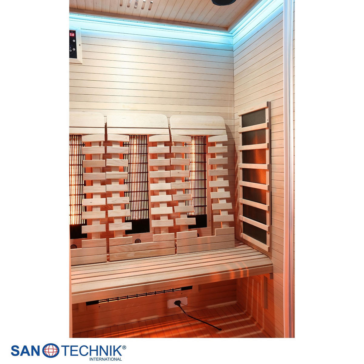 INFRAROTKABINE für 3 Personen OPEN  - Naturfarben, KONVENTIONELL, Holz (150/120/200cm) - Sanotechnik